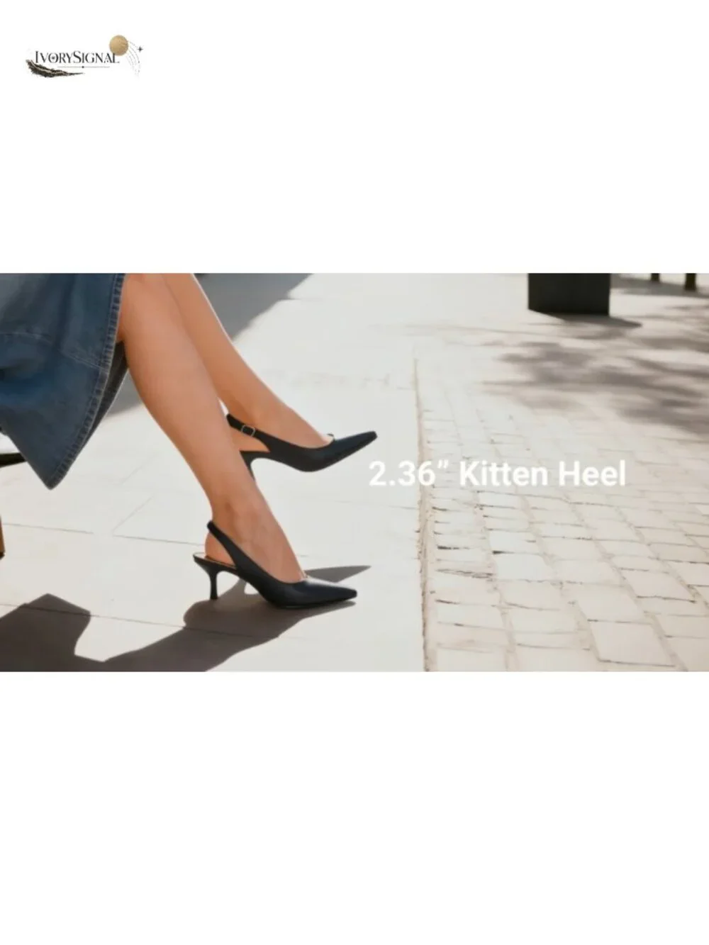 Kitten Heel Slingback Pumps Pointed Toe Dress Shoes Vegan Leather
